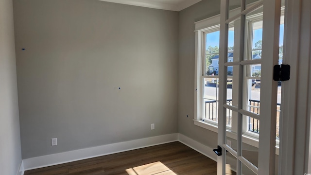 empty room featuring dark hardwood / wood-style flooring