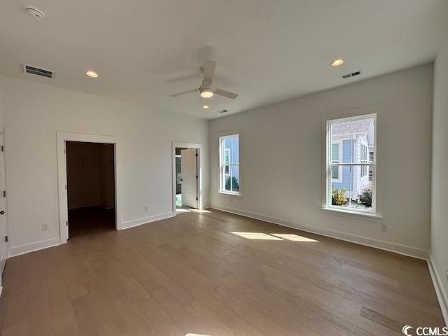 718 Macon Aly, Myrtle Beach, SC 29588 - empty room with baseboards, ceiling fan, wood finished floors, and recessed lighting