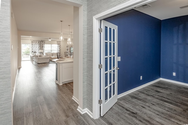 interior space with hardwood / wood-style floors