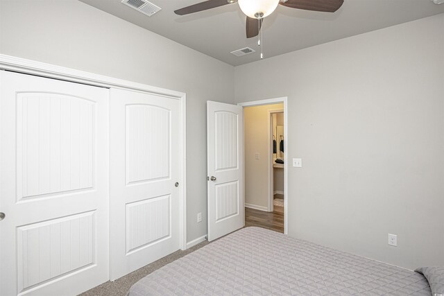 208 Angel Wing Dr, Myrtle Beach, SC 29588 - bedroom with a closet, ceiling fan, and carpet floors