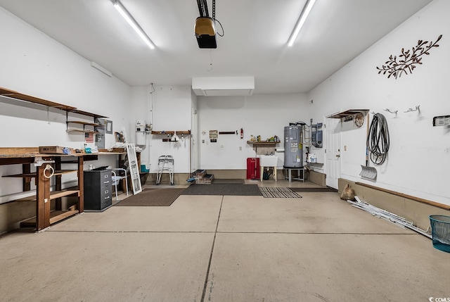 garage with water heater