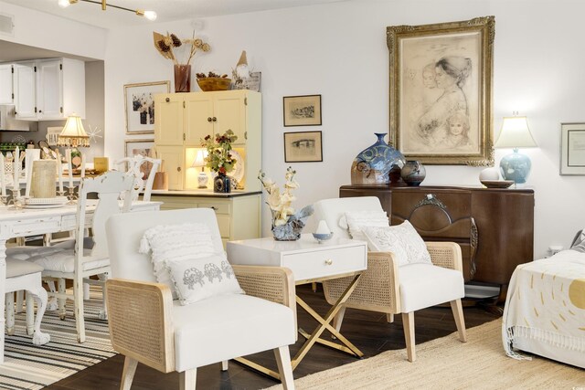 living area featuring light hardwood / wood-style flooring