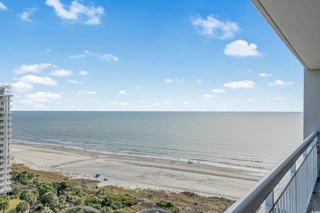 property view of water featuring a view of the beach