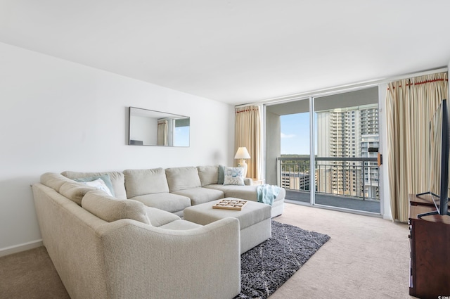 living room with carpet flooring