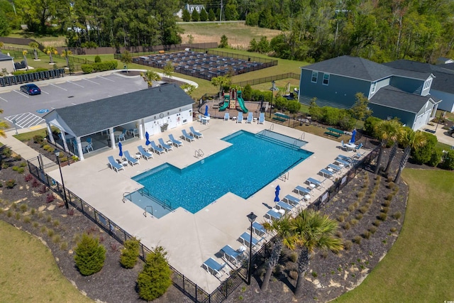 view of pool featuring a patio