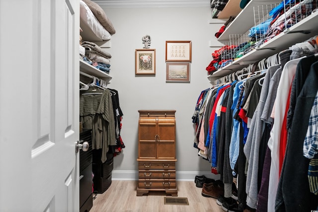 spacious closet with light wood-type flooring