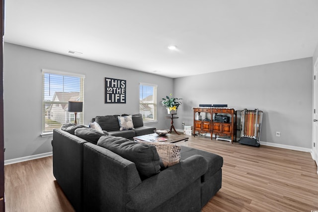 living room with hardwood / wood-style flooring