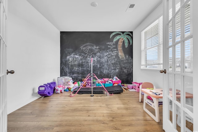 playroom featuring hardwood / wood-style floors