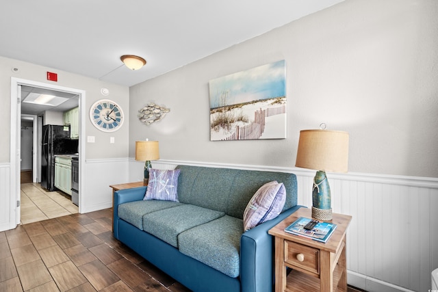 living room with hardwood / wood-style floors