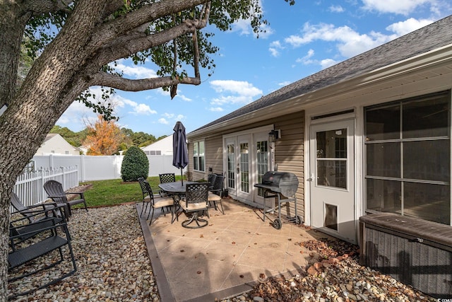 view of patio / terrace with french doors and grilling area