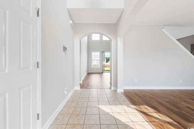 foyer with light hardwood / wood-style flooring