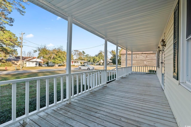 wooden terrace with covered porch