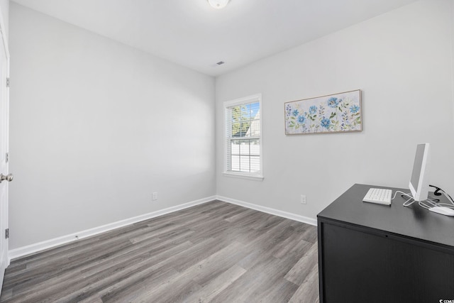 office area featuring hardwood / wood-style flooring