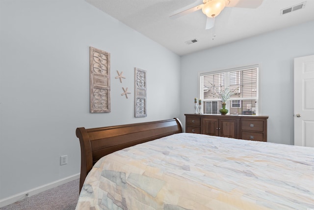 bedroom with carpet flooring and ceiling fan