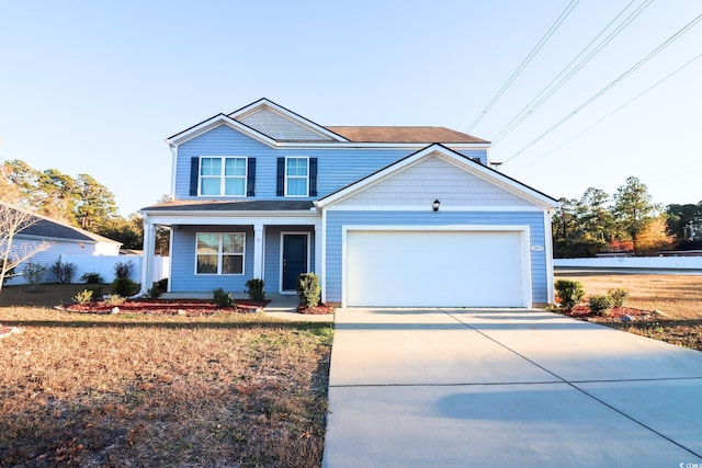 front of property with a garage