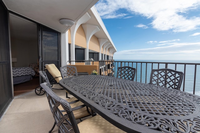 balcony with a water view