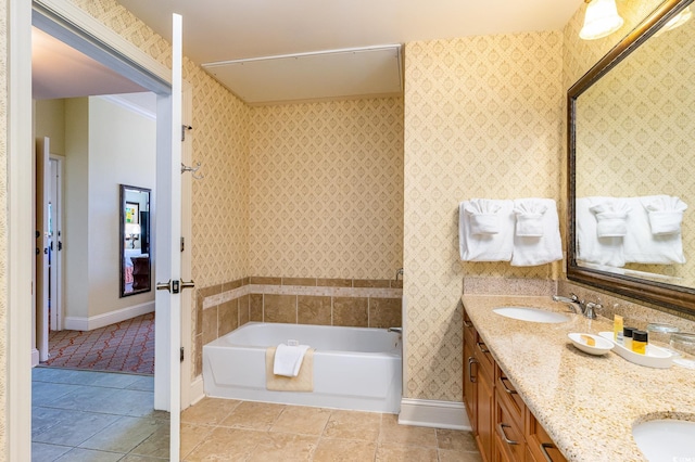 bathroom featuring a tub to relax in and vanity