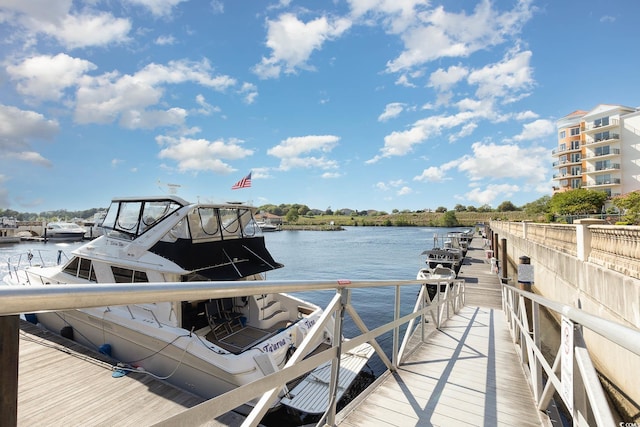 view of dock featuring a water view