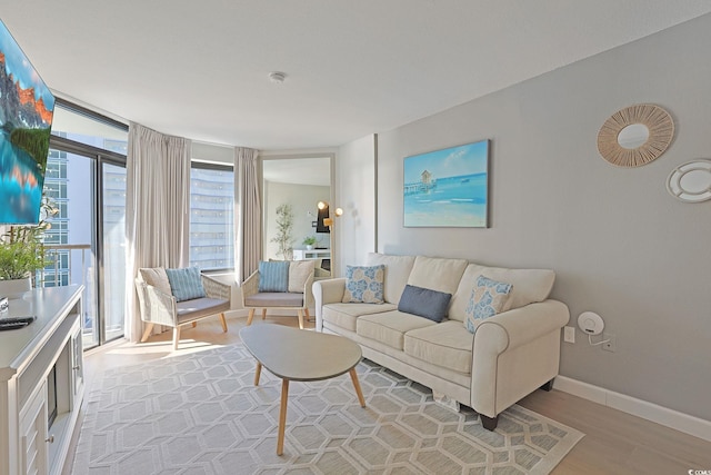 living room featuring light hardwood / wood-style flooring