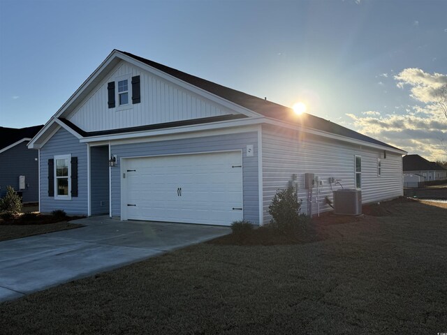 unfinished property with a garage