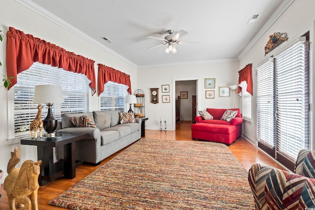 living room with hardwood / wood-style floors and a wealth of natural light