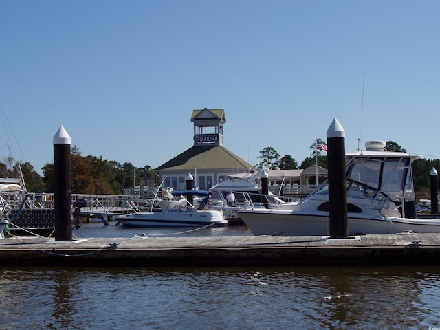 view of dock featuring a water view