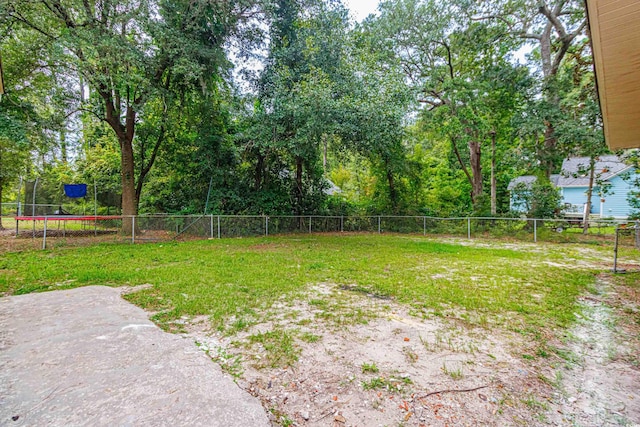 view of yard featuring a trampoline