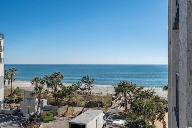 property view of water with a beach view