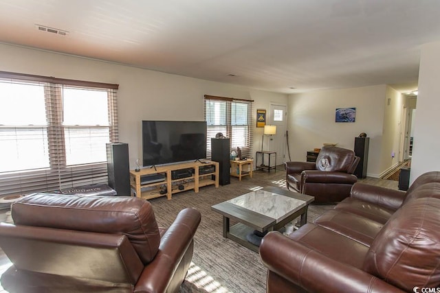 living room featuring carpet flooring