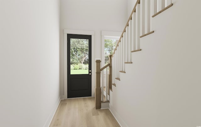 doorway featuring light wood-type flooring