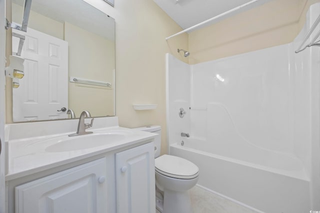 full bathroom with shower / washtub combination, vanity, and toilet