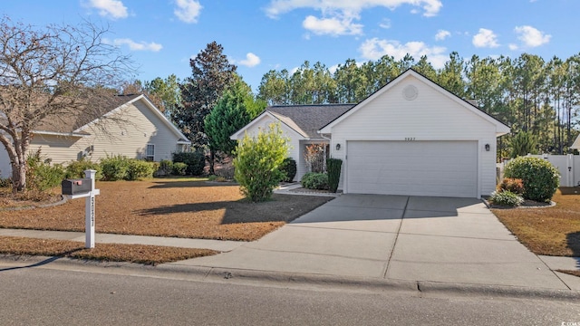 single story home with a garage