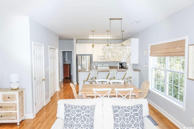 dining room featuring light hardwood / wood-style flooring