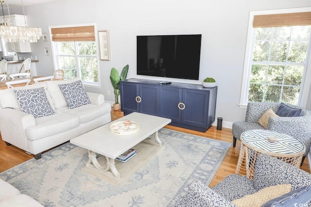 living room featuring light hardwood / wood-style floors