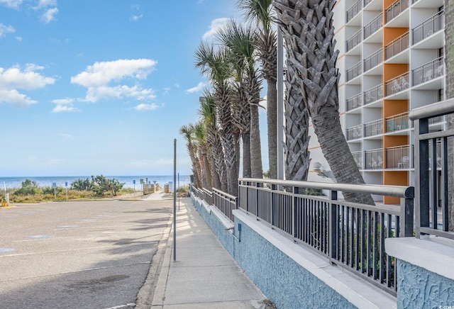 exterior space featuring a water view