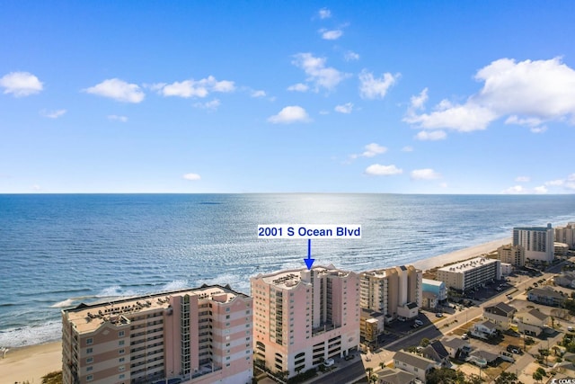 property view of water featuring a view of the beach