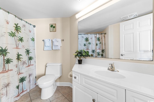 bathroom with tile patterned flooring, vanity, and toilet