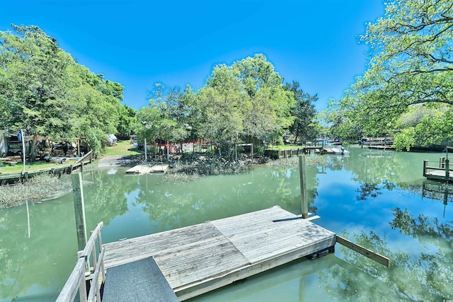 dock area featuring a water view