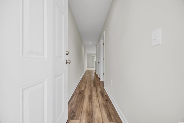 hallway featuring wood-type flooring