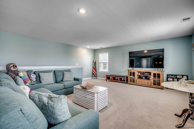 living room with carpet floors