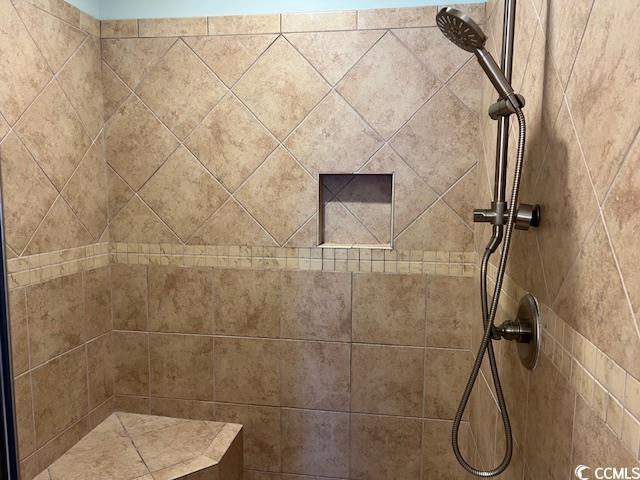 interior details featuring tiled shower