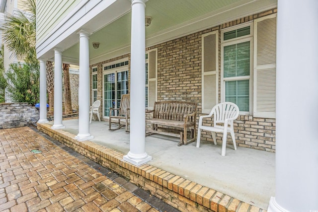 view of patio with a porch