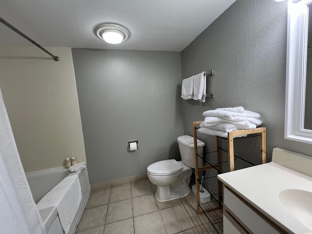 2701 S Ocean Blvd Unit 1808, North Myrtle Beach, SC 29582 - full bathroom featuring vanity, shower / bath combination with curtain, a textured wall, radiator, and tile patterned floors