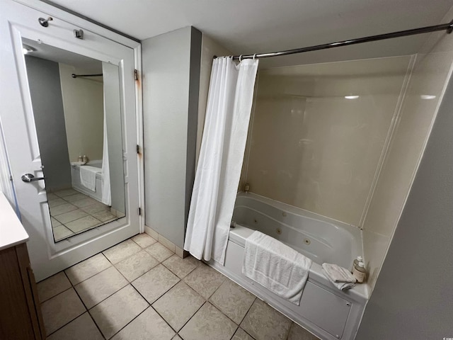 2701 S Ocean Blvd Unit 1808, North Myrtle Beach, SC 29582 - bathroom featuring tile patterned floors, a combined bath / shower with jetted tub, and vanity