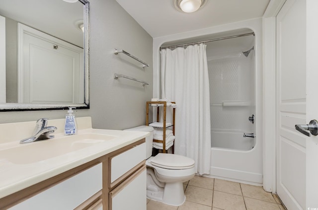 2701 S Ocean Blvd Unit 1808, North Myrtle Beach, SC 29582 - bathroom featuring shower / bath combination with curtain, vanity, and tile patterned flooring
