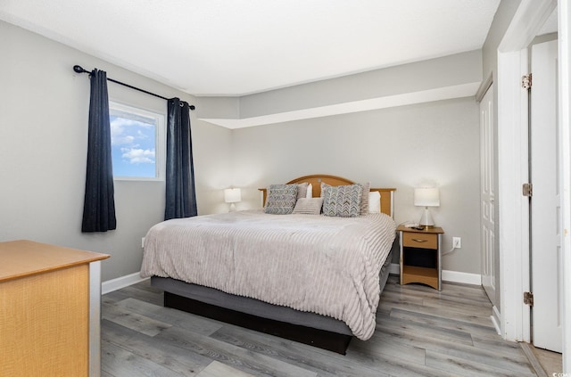 bedroom with wood-type flooring