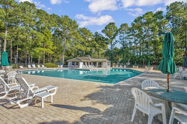 view of pool featuring a patio area