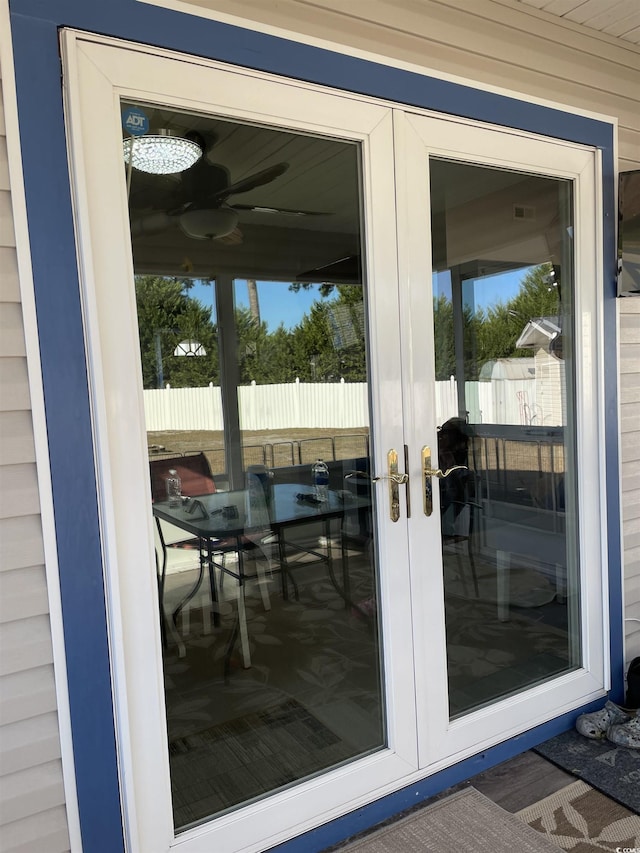 doorway to property featuring french doors