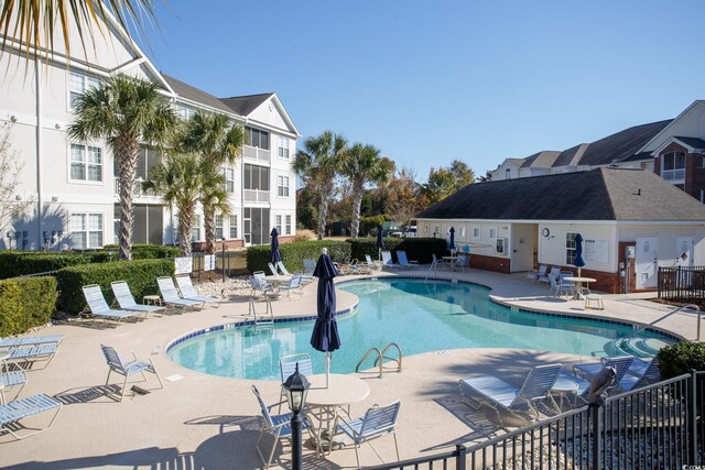 view of pool featuring a patio area