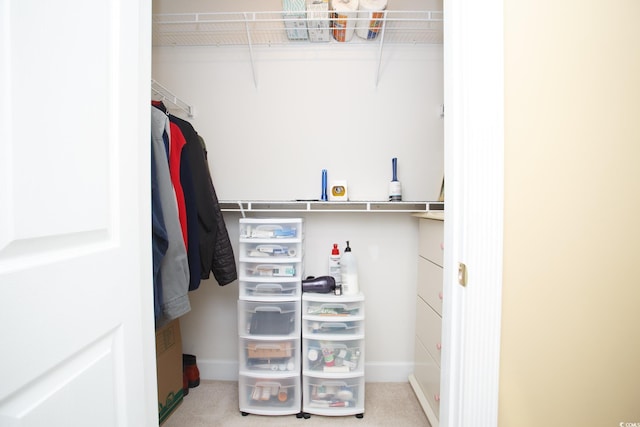 interior space featuring light colored carpet